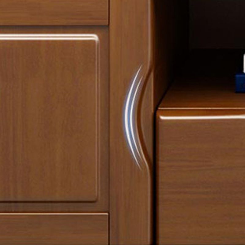 Soporte de madera moderno para TV, consola de almacenamiento abierto, soporte multimedia para TV con puertas para sala de estar
