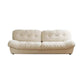 Contemporary Armless Settee Tufted Split-Back White Velvet Sofa