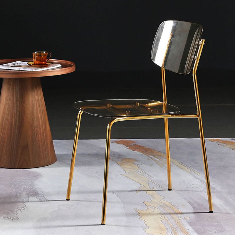 Chaise de salle à manger sans bras industrielle Plastique ouverte de dossier arrière avec base en métal