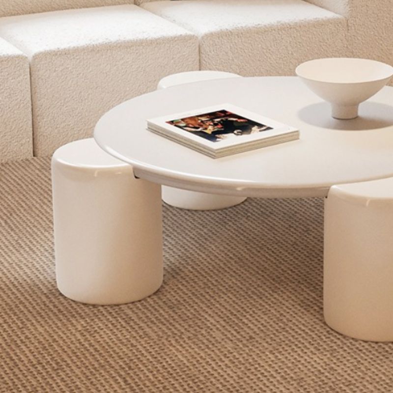 Modern Round Wood Coffee Table with 4 Legs Coffee Table in Cream Clearhalo 'Coffee & Accent Tables' 'Coffee Tables' 'coffee_tables' 'furn' 'furn_coffee_tables' 'Furniture' 'Living Room Furniture' 1200x1200_7435265b-73b0-45d7-a44c-d5dea4da7857