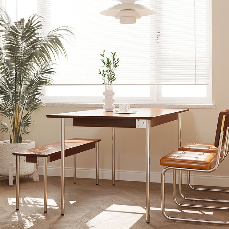 Boxwood Solid Wood Dining Table Metallic 4 Legs Base Rectangle Table for Home Clearhalo ' dining_table' 'Dining Tables & Seating' 'Dining Tables' 'furn' 'furn_dining_table' 'Furniture' 'furniture_dining_table' 'Kitchen & Dining Furniture' 'kitchen&dining_furn' 'kitchen' 'kitchen_dining_table' 1200x1200_7435fbb7-2948-457a-9388-4ed65d25d08a