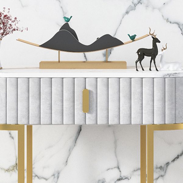 Glam Oval Console Akzenttisch Antikes Finish -Sofa -Konsolentisch in Marmor