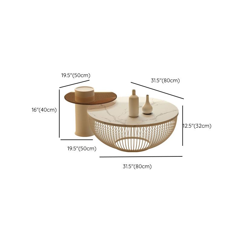 Modern Round Drum Coffee Table Metal Cocktail Table in White Clearhalo 'Coffee & Accent Tables' 'Coffee Tables' 'coffee_tables' 'furn' 'furn_coffee_tables' 'Furniture' 'Living Room Furniture' 1200x1200_7437ade0-60df-4d79-a0d6-edfcbab2378e