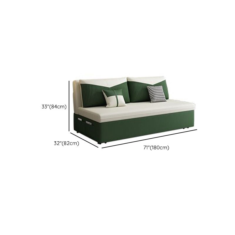 Contemporary Faux Leather Futon And Mattress, Storage Sleeper Sofa in Green and White Clearhalo 'furn' 'furn_futons' 'Furniture' 'Futons & Daybeds' 'Futons' 'Living Room Furniture' 1200x1200_74392423-c787-4532-ad4b-a66c0a187cf1
