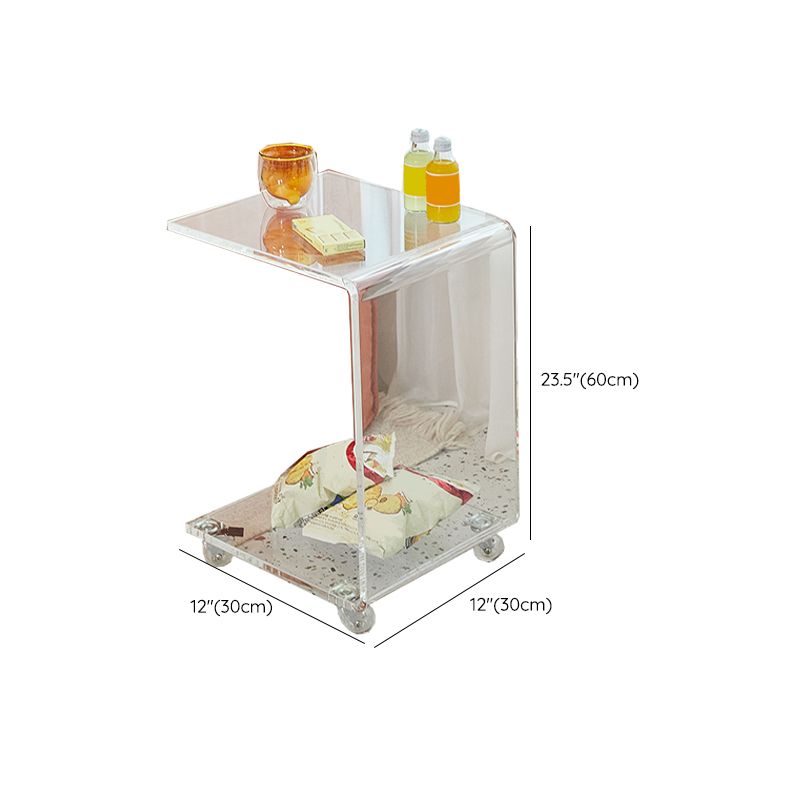 グラムアクセントサイドテーブルアクリル長方形のリビングルームソファサイドアクセントテーブル