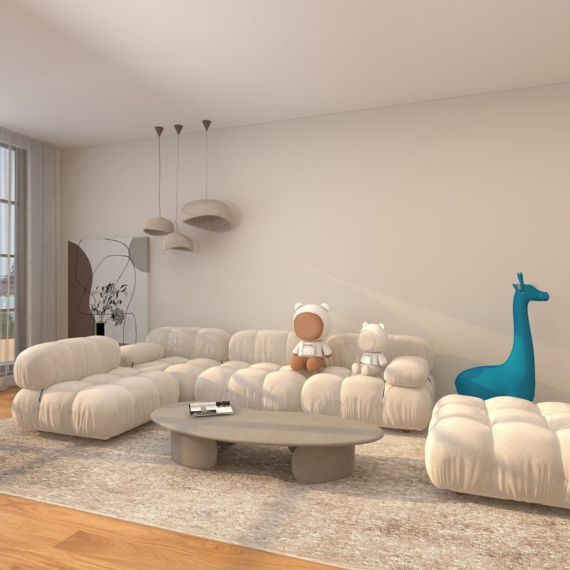 Canapé en velours d'agneau de style moderne gris / blanc / orange / canapé-lit bleu