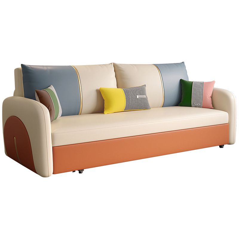 Faux Leather Square Arm Sofa Bed Contemporary Stain Resistant Convertible Sofa Clearhalo 'furn' 'furn_sofas' 'Furniture' 'Living Room Furniture' 'Sofa' 'sofas' 1200x1200_743c2bb7-b4b8-4336-b171-625960c4a5b9