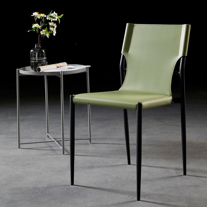 Scandinavian Leather Armless Chairs Indoor Dining Side Chairs with Metal Legs Clearhalo ' kitchen&dining_furn' 'Dining Chairs' 'Dining Tables & Seating' 'dining_chair' 'furn' 'furn_dining_chair' 'Furniture' 'furniture_dining_chair' 'Kitchen & Dining Furniture' 'kitchen' 1200x1200_743e7809-1697-471f-8214-4e76f2c4bd7f