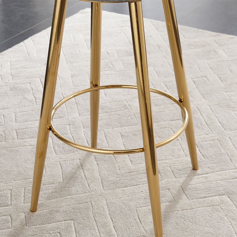 Indoor Round Counter Chair Upholstered Footrest Dining Stool in Grey and Gold Clearhalo 'Bar Furniture' 'Bar Stools' 'bar_stools' 'furn' 'furn_bar_stools' 'Furniture' 'Kitchen & Dining Furniture' 1200x1200_743e90ab-8f2e-452e-9347-07fbd55e5bcd