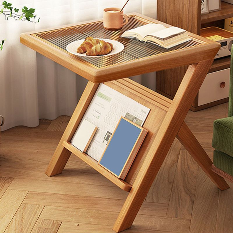 Mesa de deslizamiento de la base de la base de la madera maciza modernista Mesa de vidrio geométrico Topil final