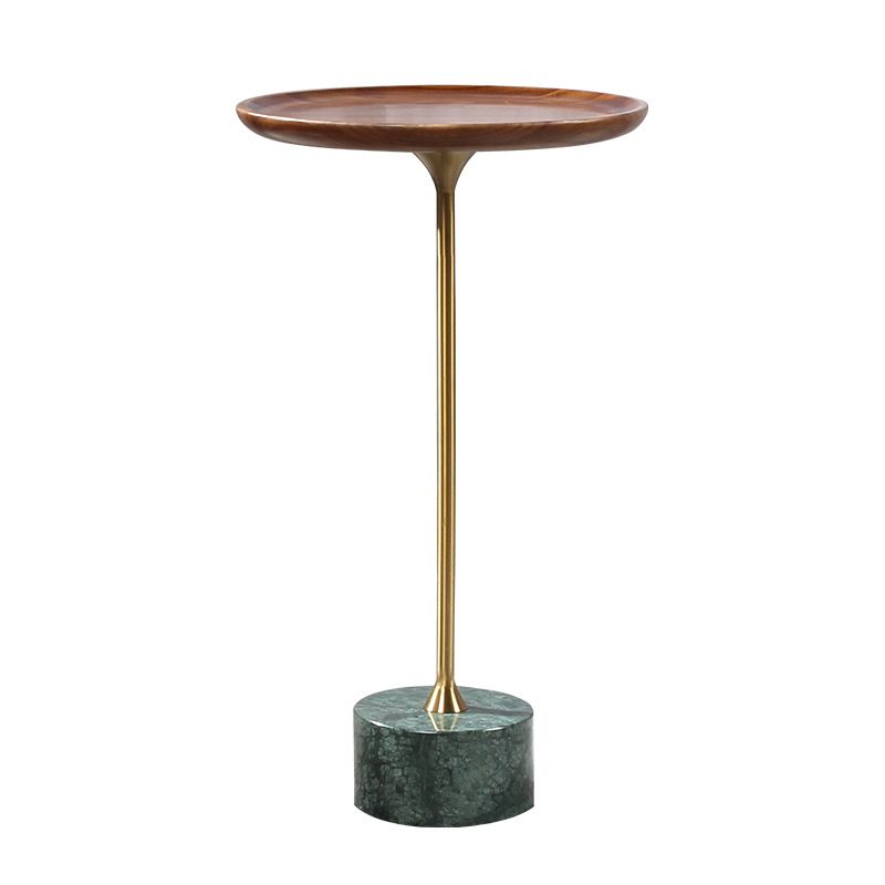 Pedestal Design Cocktail Table Brown Wood Top Marble Pedestal Coffee Table Clearhalo 'Coffee & Accent Tables' 'End & Side Tables' 'end_side_table' 'end_side_tables' 'furn' 'furn_end_side_tables' 'Furniture' 'furniture_end_side_table' 'Living Room Furniture' 1200x1200_7440023b-5f70-49ea-93f9-e0c40c0d884b