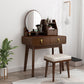 Modern 15.74" Wide Solid Wood Table Makeup Vanity with Mirror and Drawers