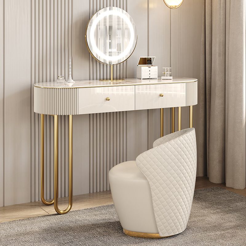 Beige Vanity Metal Makeup Dressing Table Stool Set in Glossy Finish Clearhalo 'Bedroom Furniture' 'furn' 'furn_makeup_vanities' 'Furniture' 'Makeup Vanities' 'makeup_vanities' 1200x1200_7441ebe3-826e-4e23-a17b-8170039b2fe4