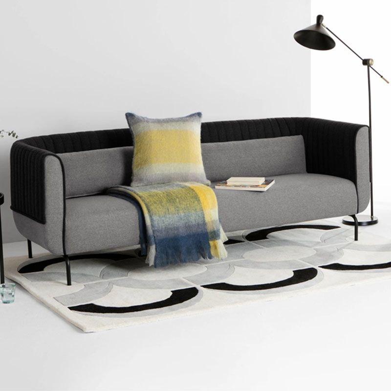 Stoff moderne Smoking -Armsofa mit Bolsterkissen in Blau/Grau