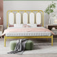 Letto standard metallico con cornice glam con testiera rivestita