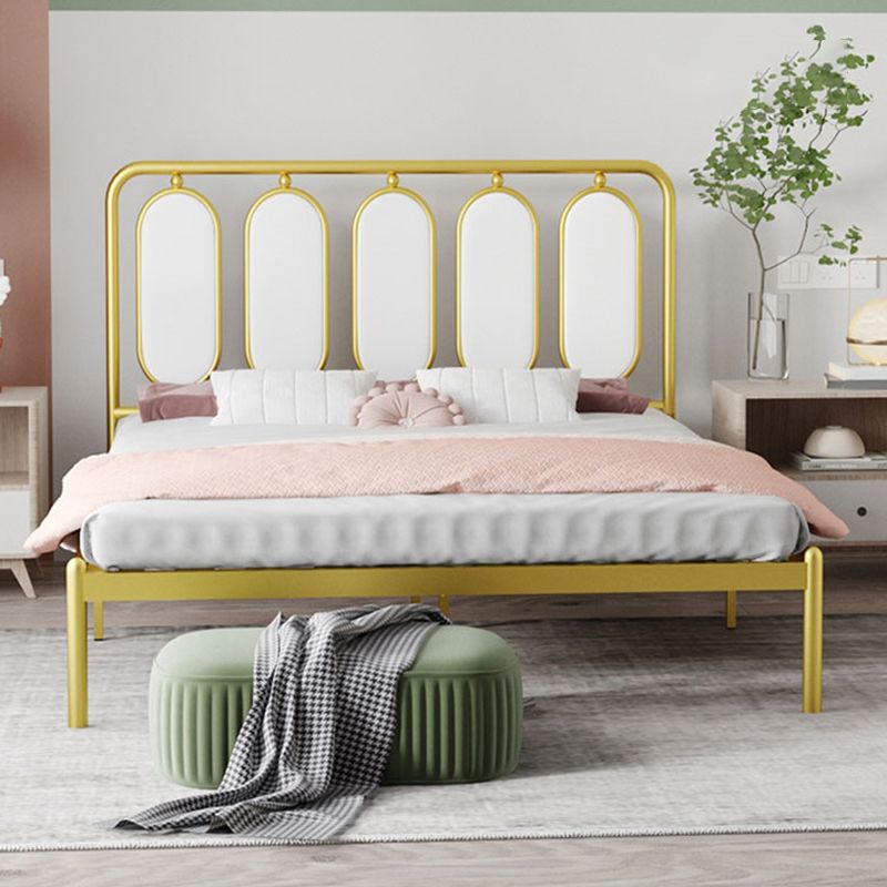Letto standard metallico con cornice glam con testiera rivestita
