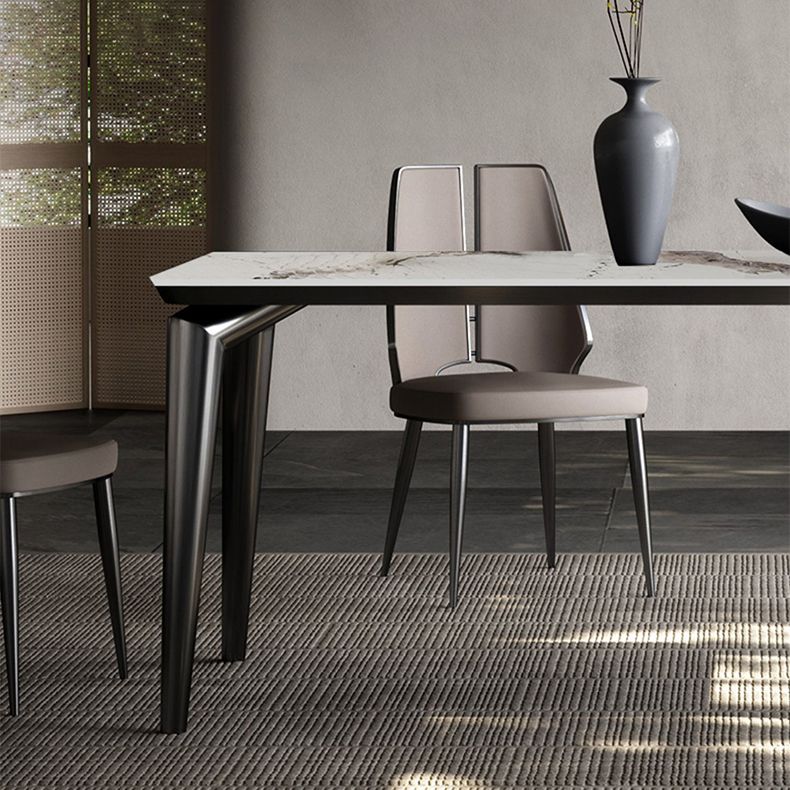 Designer Style Sintered Stone Dining Set Rectangle 1/3/4/6 Pieces Dining Room Table Set Clearhalo 'Dining Room Sets' 'Dining Tables & Seating' 'dining_room_set' 'furn' 'furn_dining_room_set' 'Furniture' 'Kitchen & Dining Furniture' 1200x1200_744b9241-7697-4ae7-9440-4b0d1dbe85eb