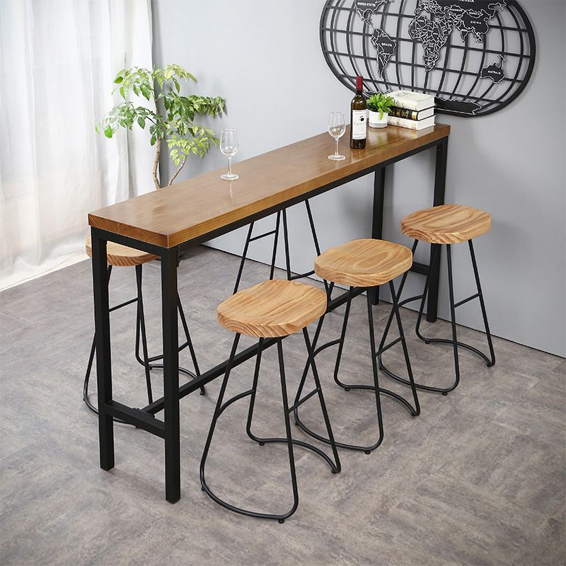 Industrial 1/4/6 Pieces Bar Table Set Rectangle Pine Wood Counter Table with High Stools Clearhalo 'Bar Furniture' 'furn' 'furn_home_bar_bar_sets' 'Furniture' 'Home Bars & Bar Sets' 'home_bar_bar_sets' 'Kitchen & Dining Furniture' 1200x1200_744bb629-eb9d-4aa4-a52d-b1dc9eec9749