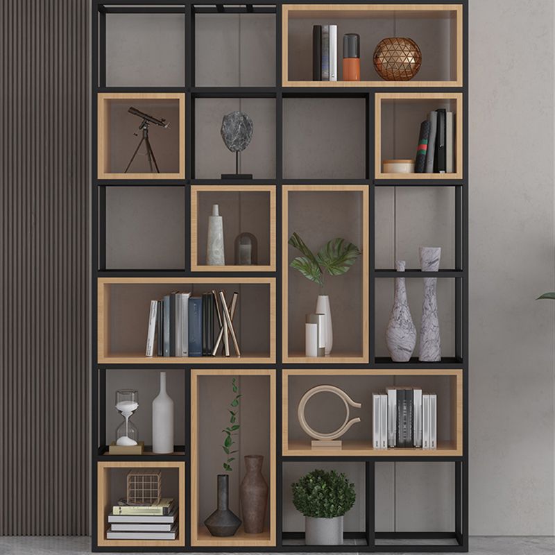 Industrial Open Etagere Bookshelf Iron Frame Solid Wood Shelf Bookshelf Clearhalo 'Bookcases' 'furn' 'furn_bookcases' 'Furniture' 'furniture_bookcases' 'kitchen' 'kitchen_bookcases' 'Living Room Furniture' 'Office Furniture' 1200x1200_744bc542-fc26-4850-94cb-7387dc35123f