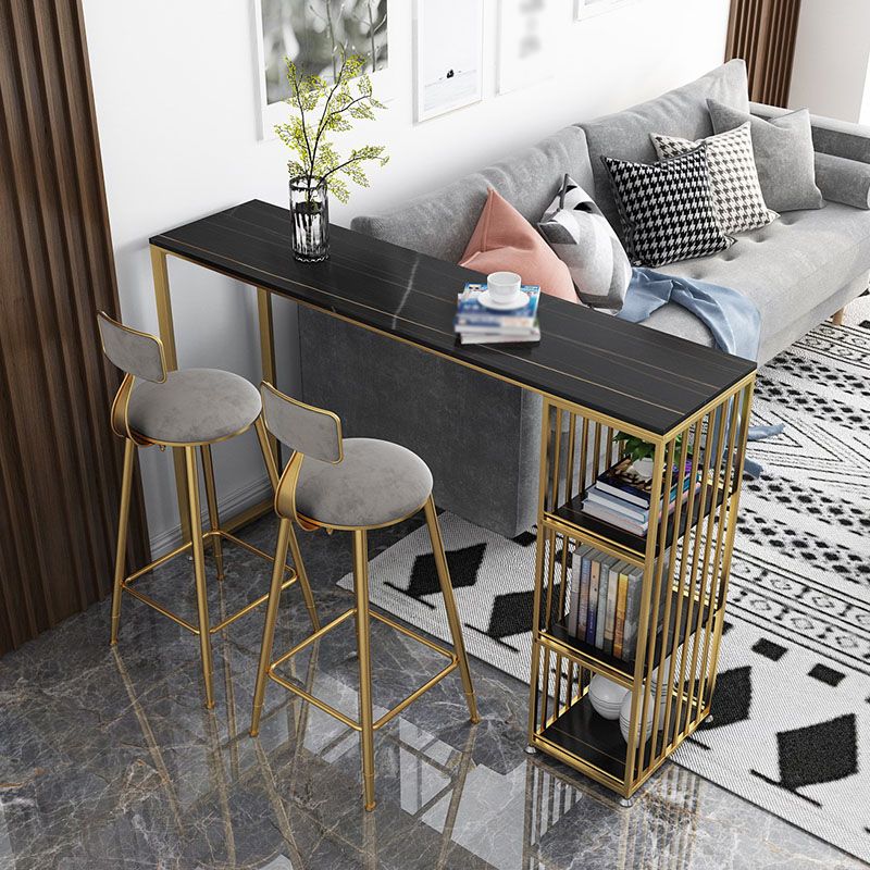 Glam Marble Bar Table with Rectangle Table Top Double Pedestal Table with 42-inch Height Clearhalo 'Bar Furniture' 'Bar Tables' 'bar_tables' 'furn' 'furn_bar_tables' 'Furniture' 'furniture_bar_tables' 'Kitchen & Dining Furniture' 1200x1200_744bcaec-d153-4a03-9854-cf95bdfbbacc