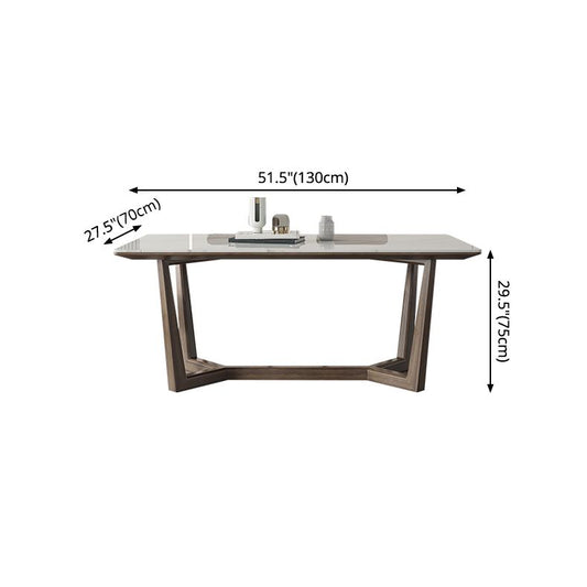 Rectangle Mid-Century Modern Dining Table White Tone Fixed Table with Sintered Stone