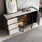 Stone moderno 33,4 "H buffet a buffet a 3 cassetti a 3 cassetto server buffet con porte di vetro