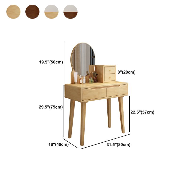 4 Drawer & Mirror Makeup Vanity Desk Rubber Wood Dressing Table Clearhalo 'Bedroom Furniture' 'furn' 'furn_makeup_vanities' 'Furniture' 'Makeup Vanities' 'makeup_vanities' 1200x1200_744e2f49-27b9-4170-86a4-8ff5091fb87a