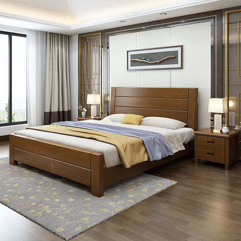 Traditioneel dennenhout met hoofdenrectangulair paneelpaneelbed