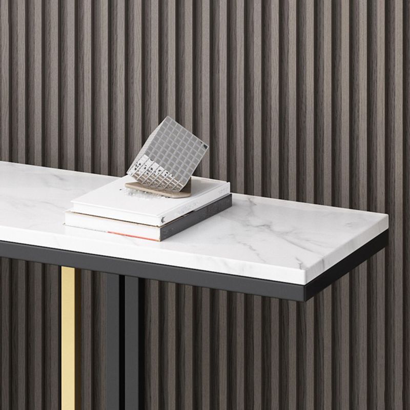 Tavolo console in stile glam con top in pietra e base di piedistallo per Hall