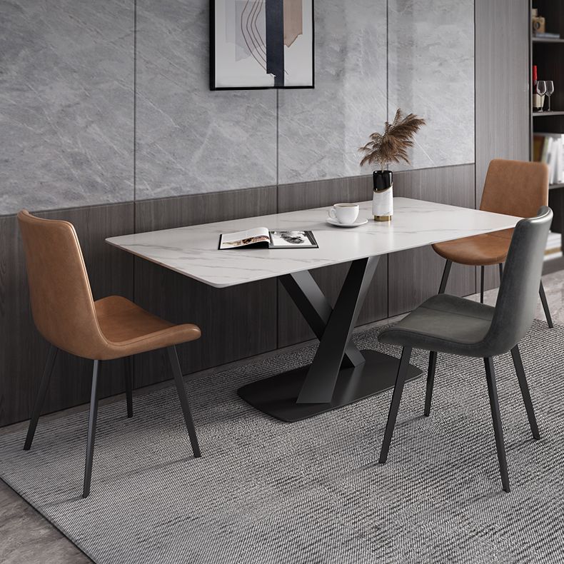 Modern Rectangle Dinette Set 1/3/4/5/6/7 Pieces Dining Table Set with Sintered Stone Top Clearhalo 'Dining Room Sets' 'Dining Tables & Seating' 'dining_room_set' 'furn' 'furn_dining_room_set' 'Furniture' 'furniture_dining_room_set' 'Kitchen & Dining Furniture' 1200x1200_744fe7f4-2f7f-47f2-bcd1-3d0b6bf45545
