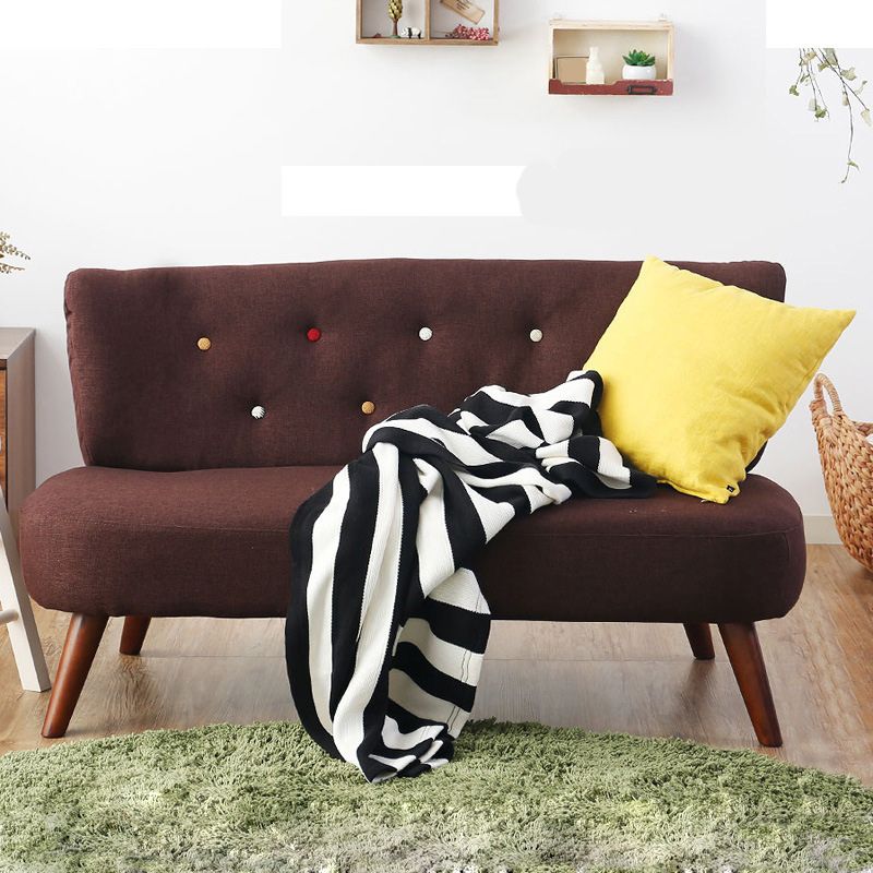 Contemporary Cotton Armless Sofa with Tufted Back and Solid Wood Legs Clearhalo 'furn' 'furn_sofas' 'Furniture' 'Living Room Furniture' 'Sofa' 'sofas' 1200x1200_74512a9a-e901-42ea-8353-c3d9951154ef