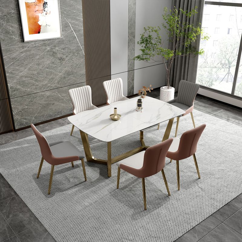 Glam 1/4/5/7 Pieces Scalable Dinette Set with Sintered Stone Rectangle Dining Table Set Clearhalo 'Dining Room Sets' 'Dining Tables & Seating' 'dining_room_set' 'furn' 'furn_dining_room_set' 'Furniture' 'furniture_dining_room_set' 'Kitchen & Dining Furniture' 1200x1200_745300ae-5aed-4d7e-ad79-0b1ab19d9b7e