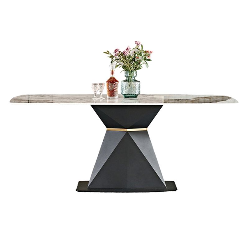Metal Traditional Luxury Rectangular Table Sintered Stone Dining Table with Pedestal Base Clearhalo ' dining_table' 'Dining Tables & Seating' 'Dining Tables' 'furn' 'furn_dining_table' 'Furniture' 'furniture_dining_table' 'Kitchen & Dining Furniture' 'kitchen&dining_furn' 'kitchen' 'kitchen_dining_table' 1200x1200_7454a100-fd7a-43f2-8b9c-1b5b5dad9384