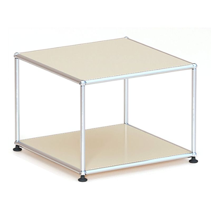 15. 6" Tall Modern Square Sofa Side Accent Table with Floor Shelf