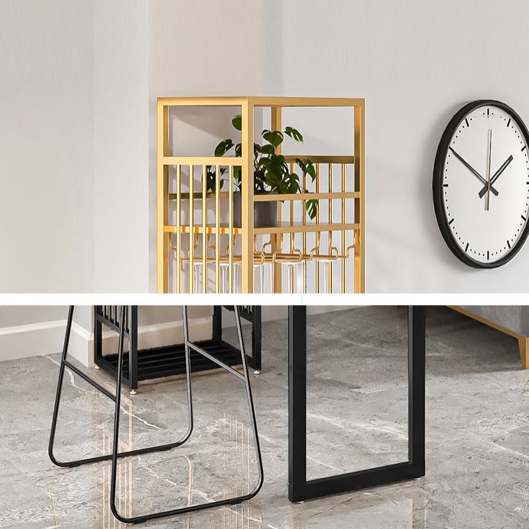 Glam Rectangle Bar Set 1/2 Pieces Self-Storing Leaf Pub Table with Upholstered Stool Clearhalo 'Bar Furniture' 'furn' 'furn_home_bar_bar_sets' 'Furniture' 'Home Bars & Bar Sets' 'home_bar_bar_sets' 'Kitchen & Dining Furniture' 1200x1200_74564e10-30dd-4864-a871-6f9c8ba5aacc