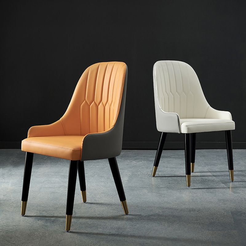 Sillas de comedor de cocina glamorosa sillas laterales tapizadas con patas de madera