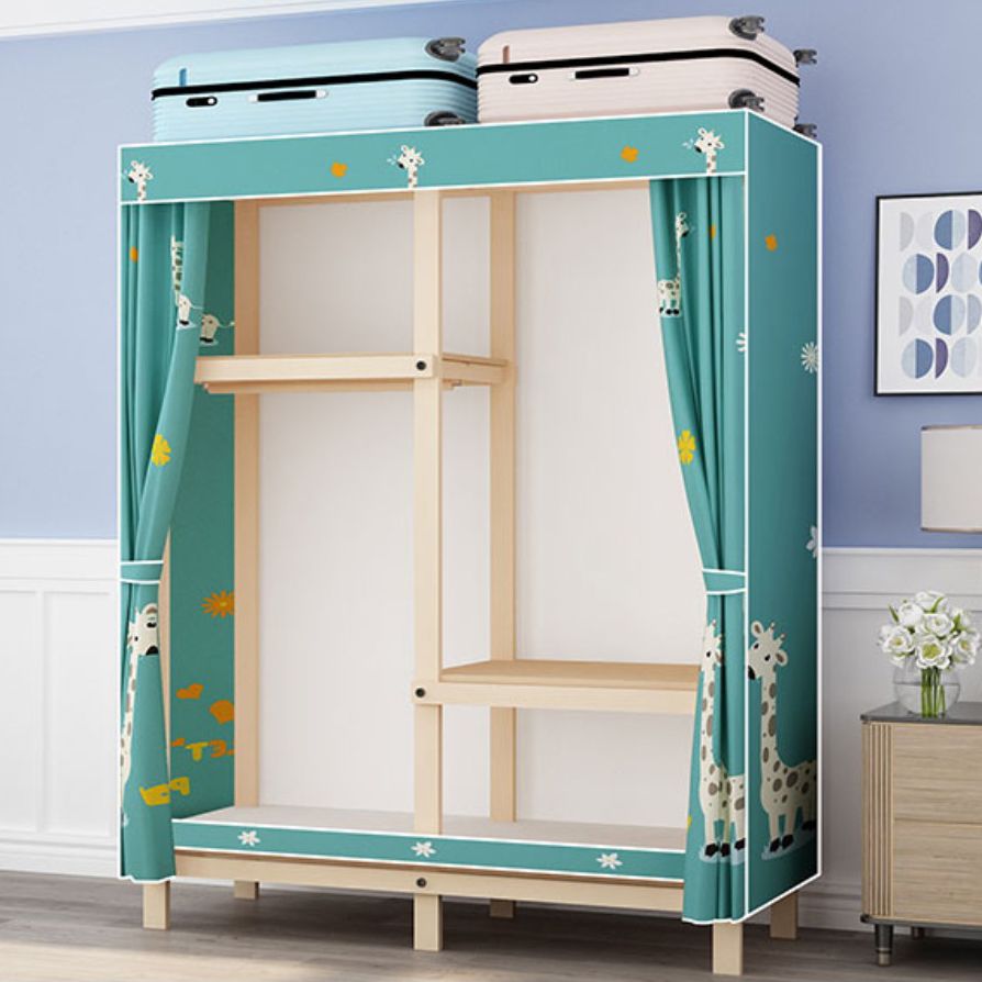 Contemporary Style Wardrobe Pine Solid Wood Wardrobe Closet with Legs