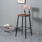 Modern Style Iron Barstool Solid Wood Seat Bar Chair with Backrest