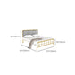 Grey and Gold Open-Frame Bed with Metal Legs Bed Frame Upholstered Headboard