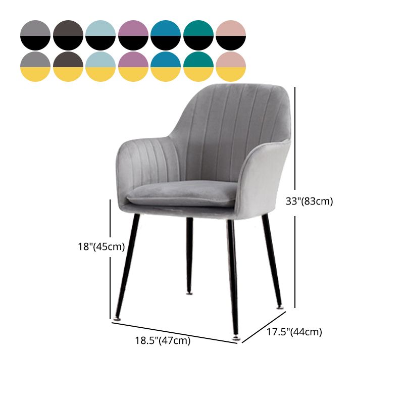 Nordic Glam Style Dining Chair Arm Side Chair with Metal Legs Clearhalo 'Dining Chairs' 'Dining Tables & Seating' 'dining_chair' 'Furniture' 'furniture_dining_chair' 'Kitchen & Dining Furniture' 1200x1200_745c737a-404d-4e2c-b8f5-1ce1e985985a