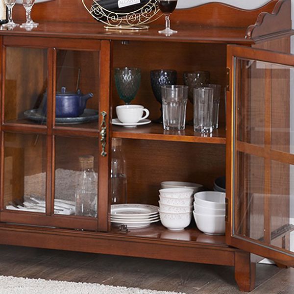 Moderno server da pranzo in legno di gomma a 3 traditi da 3-catrawer un server di cucina porta vetri