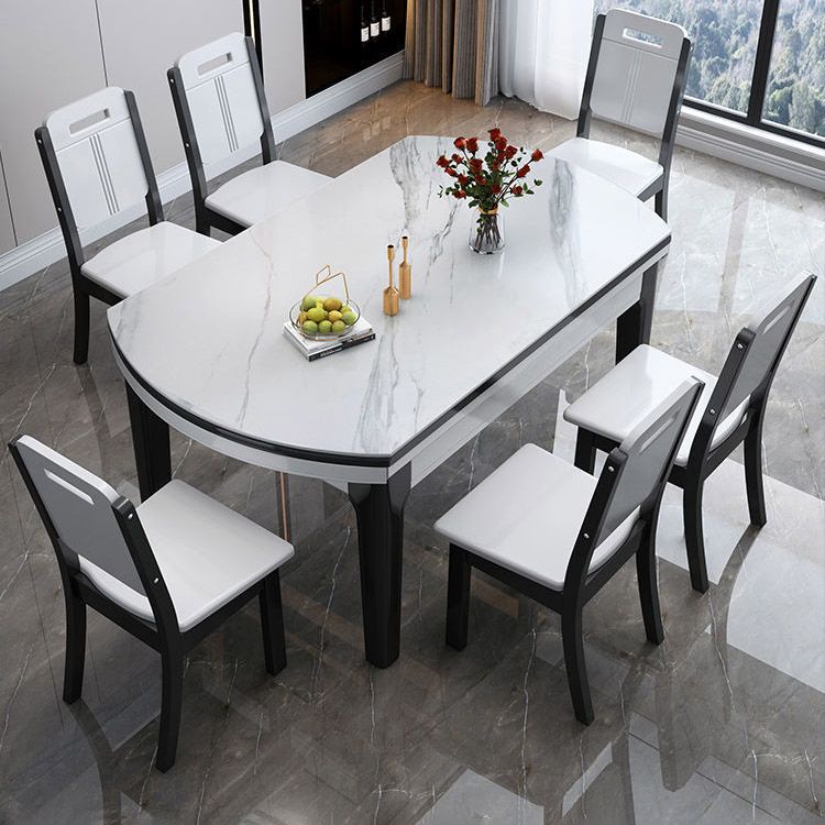 Kitchen Dinner Table Dining Room Stone Drop-Leaf Dining Table Clearhalo 'Dining Tables & Seating' 'Dining Tables' 'dining_table' 'furn' 'furn_dining_table' 'Furniture' 'Kitchen & Dining Furniture' 1200x1200_746032ef-2ce9-42f7-97ab-e2c9bba2581b