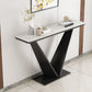 Console rettangolare contemporanea Tavolo con base di piedistallo di ferro nero per Hall