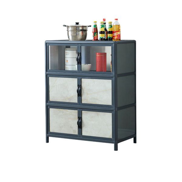 Sideboard in metallo blu con porte di vetro moderno server da pranzo con armadi