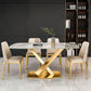 Glam Rectangle Stone Table Set 1/4/5/7 Pieces Dining Set for Kitchen