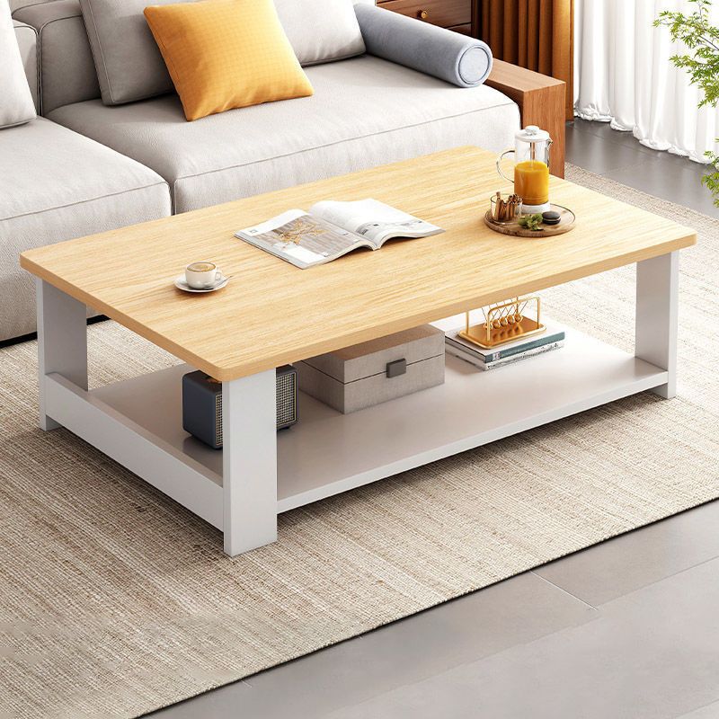 4 Legs Rectangular Coffee Table Made of Solid Wood in Wood/white/brown/gray Cocktail Table Clearhalo 'Coffee & Accent Tables' 'Coffee Tables' 'coffee_tables' 'Furniture' 'furniture_coffee_tables' 'Living Room Furniture' 1200x1200_7463c68e-7270-4dda-b87a-ce87e3fafe45