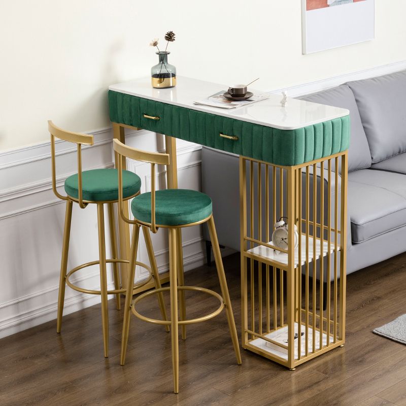 Glam Rectangle Indoor Bar Dining Table White Marble Bistro Table with Drawer Clearhalo 'Bar Furniture' 'Bar Tables' 'bar_tables' 'furn' 'furn_bar_tables' 'Furniture' 'furniture_bar_tables' 'Kitchen & Dining Furniture' 'kitchen&dining_furn' 'kitchen' 1200x1200_74644025-253d-4c1d-a255-3e4c3bde3cf8