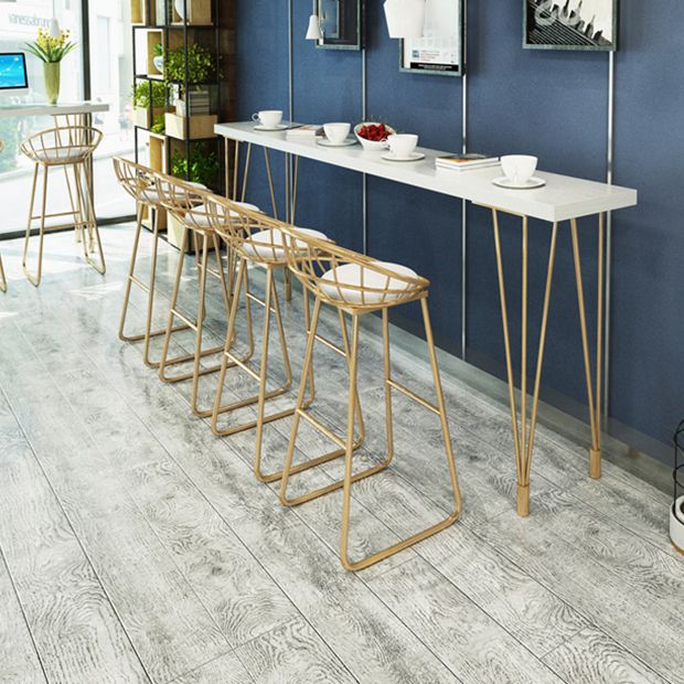 White Glam Style Bar Table in Iron and Wood Bar Indoor Bar Counter Clearhalo 'Bar Furniture' 'Bar Tables' 'bar_tables' 'furn' 'furn_bar_tables' 'Furniture' 'furniture_bar_tables' 'Kitchen & Dining Furniture' 1200x1200_74653a00-207f-433e-9bed-a292ceaf0b82