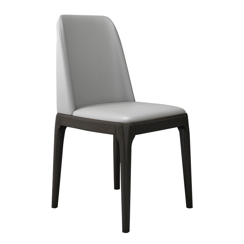 Modern Leather Armless Dining Chairs Solid Back Side Chair with Wood Legs Clearhalo ' kitchen&dining_furn' 'Dining Chairs' 'Dining Tables & Seating' 'dining_chair' 'furn' 'furn_dining_chair' 'Furniture' 'furniture_dining_chair' 'Kitchen & Dining Furniture' 'kitchen' 1200x1200_7466e00d-3b67-487c-af49-2db3efe5460f