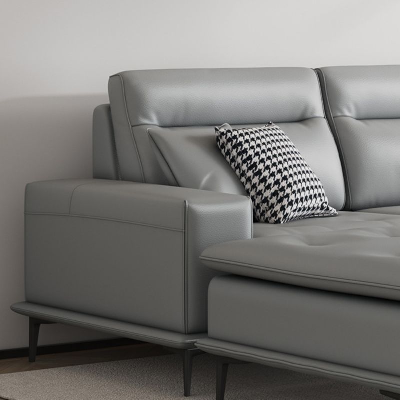 Scandinavian 32.28 " H Faux Leather Square Arm Sofa for Living Room Clearhalo 'furn' 'furn_sectionals' 'Furniture' 'Living Room Furniture' 'Sectionals' 1200x1200_74693ec1-0bd5-46da-9b00-b2cd207de80c